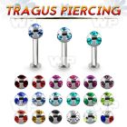 tlbca4 316l steel tragus labret 16g w 4mm multi jewel ball 
