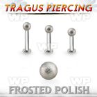 tlbfo3 316l steel tragus labret 16g w a 3mm frosted steel ball 