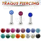 tlbfr4s 316l steel tragus labret 16g w a 4mm multi crystal ball