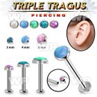 tlbio steel internal tragus labret w flat top w opal