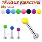 tlbsab25 316l steel tragus labret 16g w a 2.5mm solid color ball 