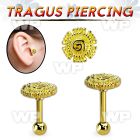 trgt39 gold 316l steel tragus piercing, 16g w plain flower top