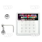 u316ey box w silver 925 l shaped nose studs plain silver ball nose piercing