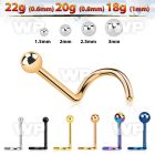 u34 surgical steel nose screw spirals 0 8mm 2mm ball shaped nose piercing