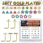 u34fjlji 18kt gold finish silver nose pins color flower 52