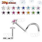 u363r6 surgical steel nose screw spirals 0 8mm star shaped top nose piercing