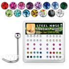 u364ksfj box w 316l steel nose screw spirals 0 8mm 2 5 round tops nose piercing