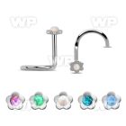 u36db5m 316l steel nose screw spiral twister barbells w flower nose piercing