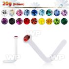 u376e3 clear acrylic nose stud with a 1 5mm round crystal top