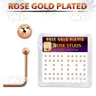 u3fa34 box w silver 925 l shaped nose studs rose gold plated nose piercing