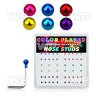 u3jr4fe box w silver 925 l shaped nose studs 1mm mixed color plat nose piercing