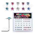 u3jx3j box w silver 925 l shaped nose studs heart star shaped nose piercing