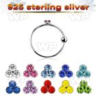 u3pyrj silver 925 hoop nose ring ball triple color crystals nose piercing
