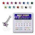 u437a4fj box w silver 925 nose bone 3mm plain silver star shaped nose piercing