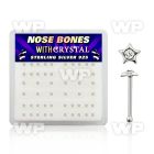 u43rf6 box w silver 925 nose bone star shaped tops round clear nose piercing