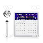 u4a14f6 box w silver 925 nose bone 1 5mm round clear crystal top nose piercing