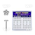 u4db4f6 box w silver 925 nose bone 1mm clear crystal flower desi nose piercing