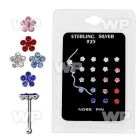 u4dbm2 display pack 20 pcs of silver 925 nose bone 1mm crystal nose piercing