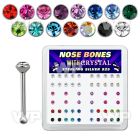 u4e0jf box w silver 925 nose bone 2mm round crystal tops in mix nose piercing