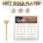 u4g3ji 18k gold plated silver nose bones prong cz star