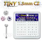 u4g4jek box w silver 925 nose bone tiny 1 25mm prong set cz nose piercing