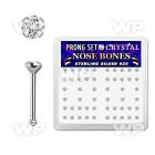 u4me06f box w silver 925 nose bone 2mm prong set clear round cry nose piercing