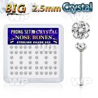 u4me96f box w silver 925 nose bone big 2 5mm clear prong set cry nose piercing