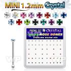 u4msjf box silver nose bones w 1.2mm prong set color crystals