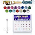 u4yjf box w silver 925 nose bone tiny 1 25mm crystal tops in 
