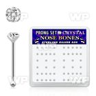 um463 box w silver 925 nose bone 1 4mm round clear prong set nose piercing