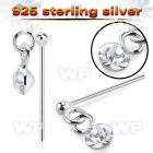 un1qje silver fishtail straight nose stud ball crystal