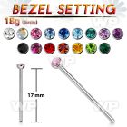 un64kset 17mm unbent surgical steel l shaped nose stud 2 5mm round nose piercing