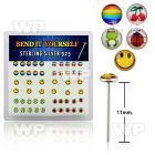 unbifs box w silver 925 un bent nose stud assorted cute logo sty belly piercing