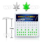 unj7 box w silver 925 un bent nose stud plain silver green belly piercing