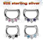 vsepqx14 silver septum clicker 14g w 1 big cz 4 small cz mix