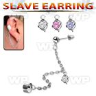 wa1b0 steel fake slave helix clip chain dangling dolphin cz belly piercing