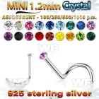 wholesale silver nose screw bulk w 1.2mm crystal top
