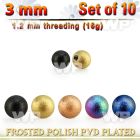 xfobt3s set w 3mm pvd plated steel ball w frosted surface 1.2mm
