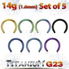 xutcb14 set 5mm anodized titanium g23 circular barbell post 14g 