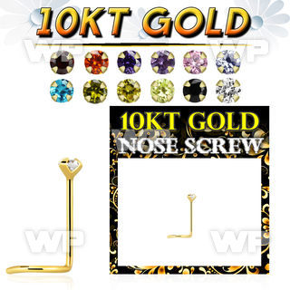 10kt gold nose screw w a 1.5mm round prong set cz stone