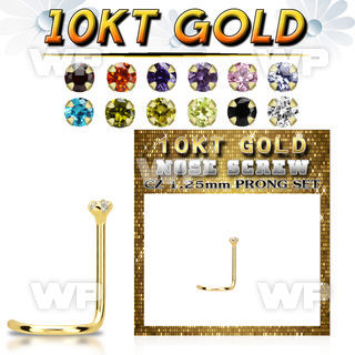 10kt gold nose screw w tiny 1.25mm round color cz stone