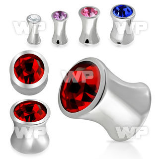 13cmi mirror polished 316l steel double flared solid plug crystal