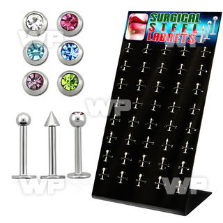 14cjfk display w of surgical steel labret stud 1 2mm 2 2 5 3m lower lip piercing