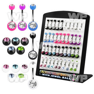14ucs display w of acrylic belly bananas 1 6mm an 8mm 5mm acr belly piercing