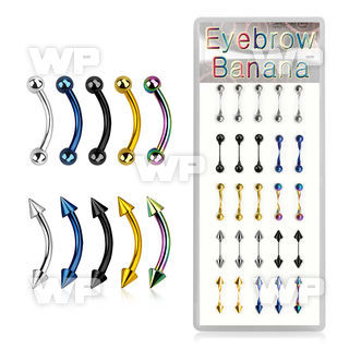 14uwjee box w of ion plated surgical steel micro bananas 1 2mm eyebrow piercing