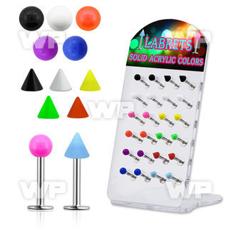 176490 display w surgical steel labret studs 1 2mm 3mm balls lower lip piercing