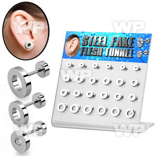 1764ek0 display w high polish surgical steel fake cheater flesh ear lobe piercing