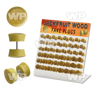 1764ele display with jackfruit wood fake cheater plugs surgical ear lobe piercing