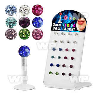 1764epl display w bio flex labret 1 2mm push in 3mm multi crysta lower lip piercing