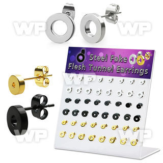 1764kpk display w of steel black gold ion plated surgical steel ear lobe piercing